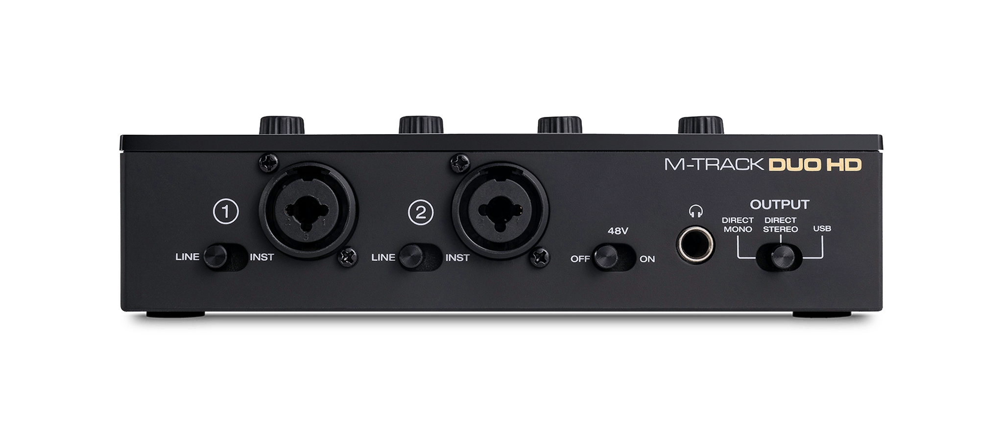 Front view of M-Track Duo HD audio interface